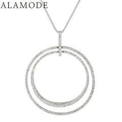 D0.50 2連サークル ダイヤモンド ネックレス K18 ホワイトゴールド WG ネックレス アクセサリー ジュエリー シルバー銀 レディース 40802147808【中古】【アラモード】