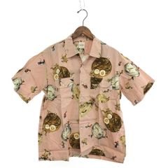 実寸L相当】カールヘルム コアラ 総柄 ワッペン 開襟 半袖シャツ