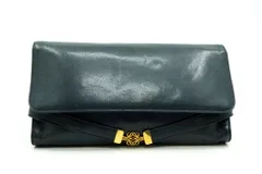ロエベ ヴィンテージ クラッチ バッグ セカンドバッグ アナグラム フォーマル ゴールド金具 レザー 紺 ネイビー LOEWE 5517h