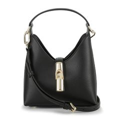 FURLA ハンドバッグ ブラック ゴールド金具 - メルカリ