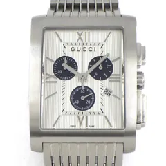 グッチ GUCCI 腕時計 Gメトロ 8600M/YA086319 デイト クロノグラフ スモールセコンド 夜光針 レクタンギュラー ストライプ シルバー/ブラック文字盤 SS クオーツアナログ 【箱・保付き】 【中古】のサムネイル
