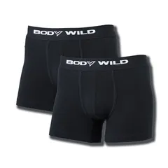 【新品】 [ボディワイルド] ボクサーブリーフ ビッグロゴ 2枚組 前あき 綿混 ベーシック BWB0802 メンズ ブラック 日本 L (日本サイズL相当) 1