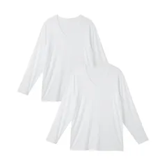 【新品】 [ニッセン] インナーシャツ メンズ 吸汗速乾なめらかストレッチ深Ｖネック長袖インナー２枚組 白2枚組 3L 1