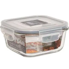 〔3個セット〕 アスベル ユニックス ガラス保存容器 正角型 510ml 4605