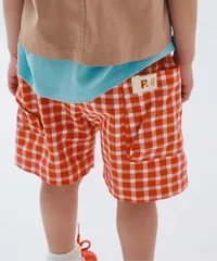 先染めチェックハーフパンツ リンク　レッド　p.premier P223026