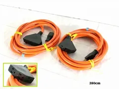 【米軍放出品】未使用品 3口延長ケーブル 2本 延長コード 電源ケーブル 3m80cm 3口タップ 14AWG UNIC アウトレット