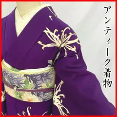 603aa2◇アンティーク着物 糸菊 金彩 レトロモダン 大正ロマン 昭和レトロ 和洋MIX◇状態良好