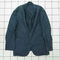 ◇ Θ 無印良品 麻100% テーラードジャケット ネイビー系 Mサイズ メンズ E  【1602130014545】