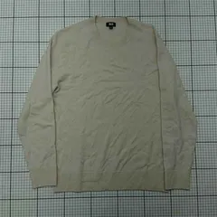 ◇ Θ ユニクロ UNIQLO カシミヤクルーネックセーター Lサイズ ベージュ系 メンズ E  【1602130014699】