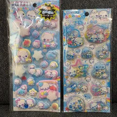 正規品 ぷくぷくあわわちゃん シール2点セット 光るピカぷにシール スパンコールパーティー　ピカプニ　ぷにぷに　シャカシャカ カミオジャパン