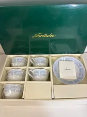 ノリタケ レースウッドゴールド ティー コーヒー碗皿 ペアセット 未開封 箱付き　ティーカップ　Noritake　カップ　ソーサー　ブルー　5客　五客
