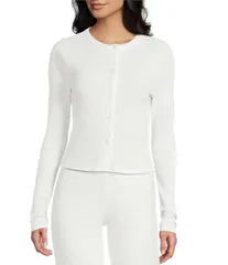 モアモア レディース アウター ニット・セーター Moa Button Front Long Sleeve Top Off White オフホワイト