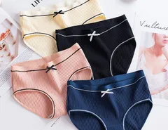 送料無料 ショーツ レディース 3枚セット 綿 インナー パンツ 下着 リボン コットン レギュラーショーツ 無地#mjsho21938