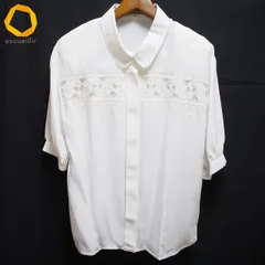 #s レリアン Leilian シャツ・ブラウス 9 白 半袖 刺繍 レース シルク 絹 日本製 レディース [957461] k01