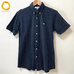 #snc ラコステ LACOSTE ポロシャツ 3 紺 白 半袖 ボタンダウン チェック 美品 メンズ [990486]