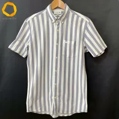 #snc ラコステ LACOSTE ポロシャツ 3 白 紺 半袖 ボタンダウン ストライプ ポケット 美品 メンズ [990487]