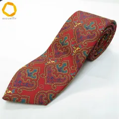 #ae ダンヒル Dunhill ネクタイ エンジ系 マルチ 総柄 小紋柄 幾何学柄 シルク イタリア製 メンズ [994328] k01