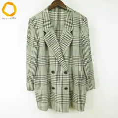 #a レリアン Leilian ジャケット テーラード 15+ ベージュ 茶 マルチ チェック柄 ウール 大きいサイズ 日本製 レディース [994334] k01