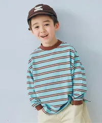 先染めボーダー長袖Tシャツ　サックス　p.premier P206016