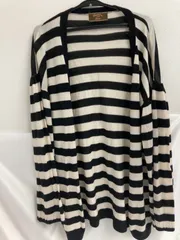 【リマインドミーアンドフォーエバー】薄手カーディガン　ボーダー　白黒　シンプル　長め丈