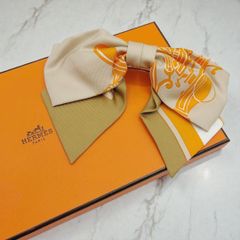 未使用✨ エルメス グルネル バレッタ リボン シルク ベージュ 