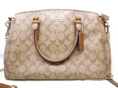 コーチ ■ F29683 シグネチャー PVC×レザー ハンドバッグ ショルダーバッグ カーキブラウン系 COACH □ 8B