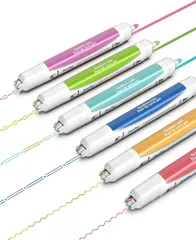 カーブペン 2色ラインペン 水性ツインマーカーペン ローラースタンプ＆フェルトチップ 6本カラーペンセット 速乾 手帳・ノート・カード作り 学校・オフィス用 筆記用具 a-582