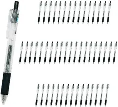 ジェルインクボールペン 50本セット 0.5mm 速乾 ノック式 クリップ付き大量 ノート グラフ スケッチ 事務 法人向け (ブラック/レッド) a-583