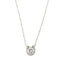 【シルバー×ワンサイズ】[Cream dot. クリームドット公式] ネックレス レディース  ステンレス製 金属アレルギー対応 つけっぱなし ショート チェーン ホースシュー 馬蹄 ビジュー ラインストーン  のサムネイル