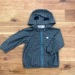 ファミリア　くま耳　アウターウィンドブレーカー　ジャケット　パーカー　ジャケット　チェック柄　ネイビー