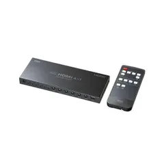 サンワサプライ 4入力1出力HDMI切替器 4K対応/シームレス切替/リモコン付き ブラック SW-UHD41RSL