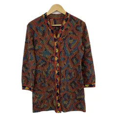 MISSONI(ミッソーニ) カーディガン サイズ44 L レディース - レッド×イエロー×マルチ 長袖/ロング丈