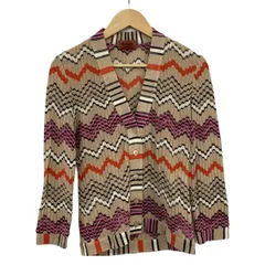 MISSONI(ミッソーニ) カーディガン サイズ42 M レディース美品  - ブラウン×黒×マルチ 長袖