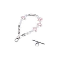 エレコム ハンドストラップビーズ ピンクのハートモチーフが愛らしさを引き立てる P-STHBEHPN