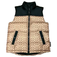 COACH　コーチ　シグネチャー　ダウン　ベスト　S　CU801　レディース　ポリエステル　ベージュ　ブラック