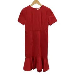 CELFORD(セルフォード) ワンピース サイズ36 S レディース - レッド クルーネック/半袖/ロング/フリル