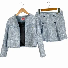 ケイトスペード KATE SPADE セレモニースーツ セットアップ ツイードジャケット キュロットパンツ ロゴ 青 ブルー 140