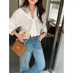 シャツ レディース フレンチ 天糸リネン レース ネイビーカラー 初秋 オシャレ トップス M260302-3