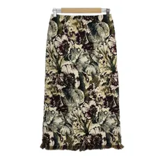 GRACE CONTINENTAL(グレースコンチネンタル) ロングスカート サイズ36 S レディース - ベージュ×ダークグリーン×マルチ 花柄