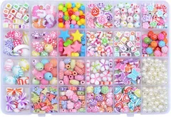 lulubelle ビーズ DIY ブレスレット 手作りキット ネックレス 紐通し カラフル カチューシャ 24種類 収納ケース付き (タイプA,  写真通り)