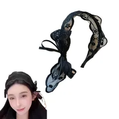 カチューシャ リボン レディース レース ヘッドバンド 幅広 痛くない ヘアアクセサリー 結婚式 デイリー ヘアバンド 大人 ヘアアクセ エレガント ヘアアレンジ 髪飾り おしゃれ ヘッドドレス ヘッドアクセ 韓国風 (ブラック [ブラック] [フリーサイズ]