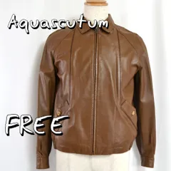 【極美品】Aquascutumアクアスキュータム 80sヴィンテージ ラムレザーハリントンジャケット F ブラウン【古着】【中古】【送料無料】