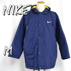 【極美品】NIKEナイキ 90sヴィンテージ韓国モデル 白タグ Y2K 中綿ビッグスウォッシュ中綿ナイロンハーフコート ベンチコート M 紺ネイビー【古着】【中古】【送料無料】