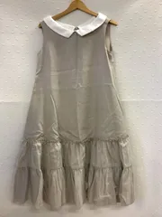 【Rene/ルネ】レディース ノースリーブワンピース 麻 襟付き フリルレース ベージュ 34