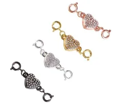 【BEAUTY PLAYER】 ネックレス 留め具 マグネット留め具 磁気クラスプ エンドパーツ ジュエリー アクセサリーパーツ 延長用金具 DIY用 クラフト作り 簡単装着 4個セット (愛のハート型)