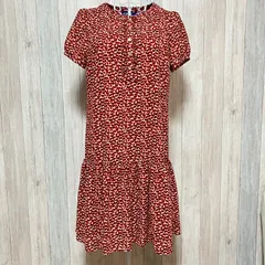 【 ハート柄 】 BURBERRY BLUE LABEL バーバリーブルーレーベル　ドット　ひざ丈　半袖　ワンピース　赤　白　M 38