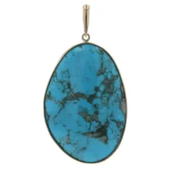 K18YG イエローゴールド ネックレストップ ターコイズ トルコ石 大粒 ファンシーカット【新品仕上済】【zz】【中古】