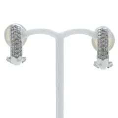 K18WG ホワイトゴールド イヤリング ピアス ダイヤモンド 0.25ct/0.25ct パヴェ ハーフフープ【新品仕上済】【zz】【中古】