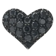 K18WG ホワイトゴールド ネックレストップ ブラックダイヤモンド 1.65ct パヴェ ハート モチーフ【新品仕上済】【zz】【中古】