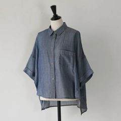 TOUJOURS インディゴコットンリネンシャンブレーシャツ - メルカリ